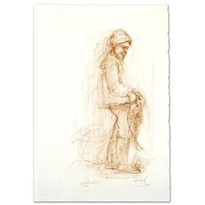 Fisherman Linmited Lithograph by Edna Hibel (1917-2014), Numbered and Signed